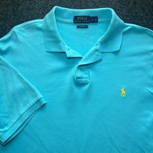 Polo Ralph Lauren Polo Shirt Mens L Blue Excellent Cotton Short Sleeve